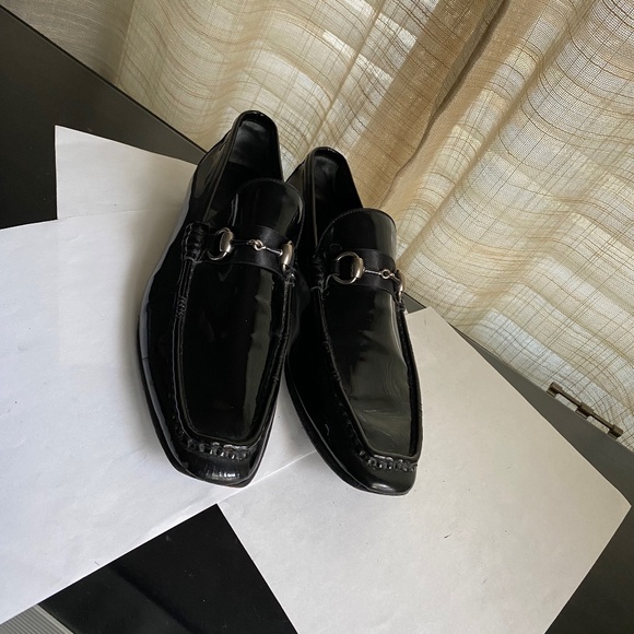 Gucci black leather Men loafers dress shoes 39 moccasin flats slip on horsebit main image 11